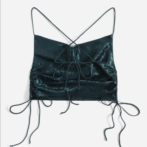 adorable silk green string top - Picture 2 of 2